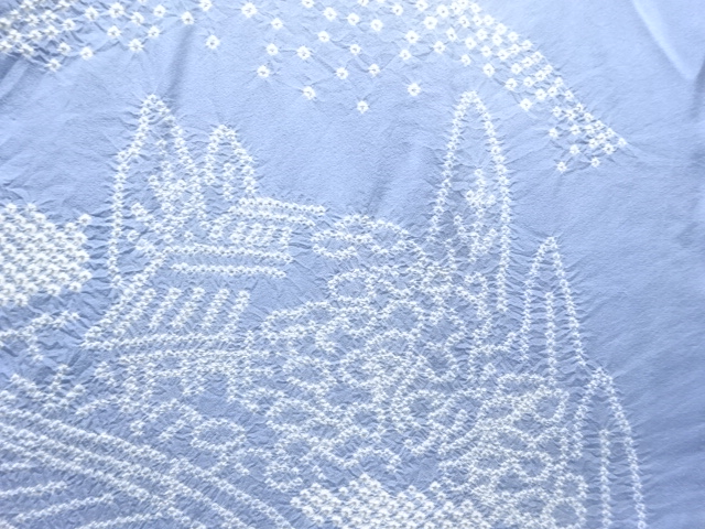  アンティーク　絞り橋に松竹梅模様男物長襦袢